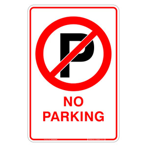 "NO PARKING" + Symbol, Non-reflective, METAL, (300mm x 450mm)
