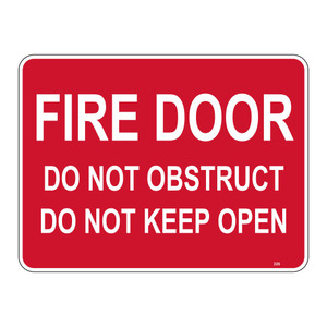 Fire Door Do Not Obstruct Do Not Keep Open Sign - 225mm x 300 mm - Self Stick Vinyl