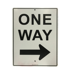 One Way Sign with Right Arrow - Metal - (450mm x 600mm)
