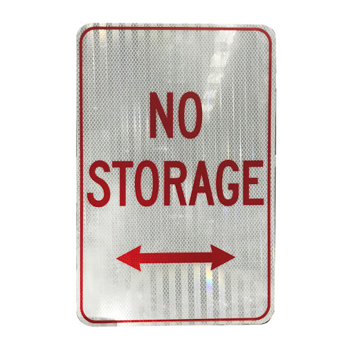 No Storage Sign - Class 1 Reflective Aluminium - (300mm x 450mm)