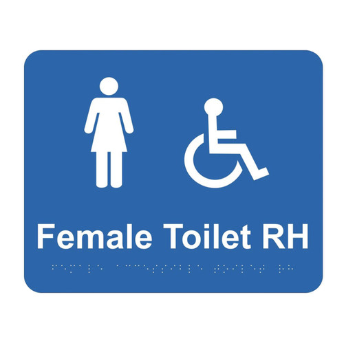 Braille Sign - Female Accessible Toilet RH - 240mm x 195mm