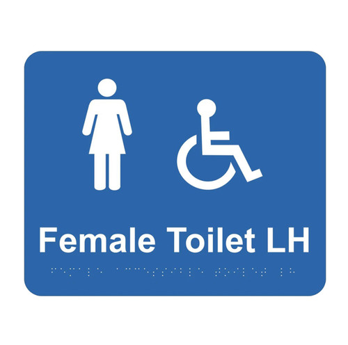 Braille Sign - Female Accessible Toilet LH, (240mm x 195mm)