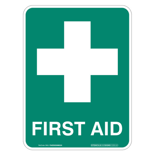 "FIRST AID", Non-reflective, METAL, (225mm x 300mm)