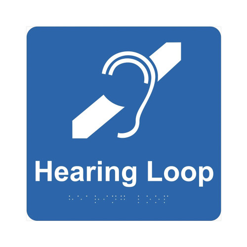 Braille Sign - Hearing Loop, (180mm x 180mm)