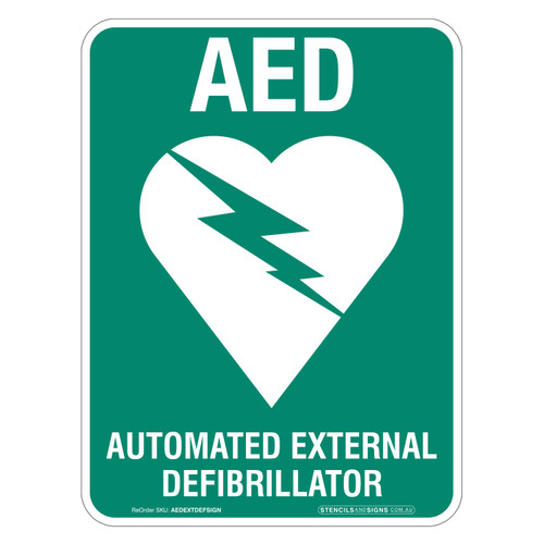"AUTOMATED EXTERNAL DEFIBRILLATOR", Non-reflective, POLY, (225mm x 300mm)