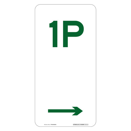 "1P" + Right Arrow, Non-reflective, METAL, (225mm x 450mm)