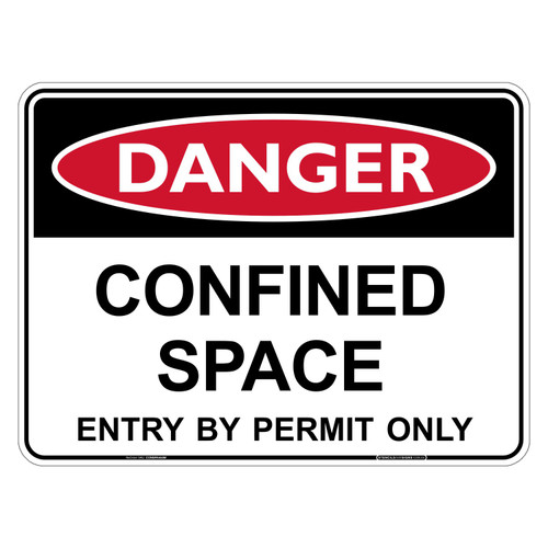 "DANGER CONFINED SPACE ENTRY BY PERMIT ONLY", Non-reflective, METAL, (600mm x 450mm)