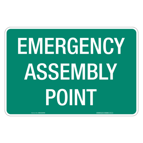 "EMERGENCY ASSEMBLY POINT", Non-reflective, METAL, (450mm x 300mm)