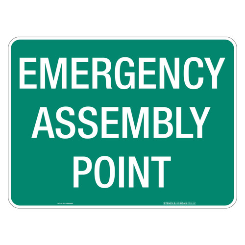 "EMERGENCY ASSEMBLY POINT", Non-reflective, METAL, (600mm x 450mm)