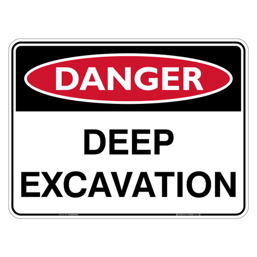 "DANGER DEEP EXCAVATION", Non-reflective, METAL, (600mm x 450mm)