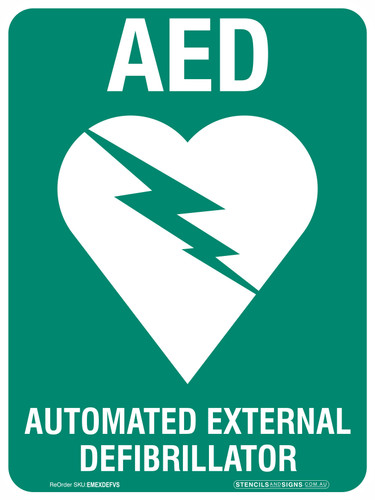 "AED AUTOMATED EXTERNAL DEFIBRILLATOR", Self-Adhesive VINYL, (225mm x 225mm)