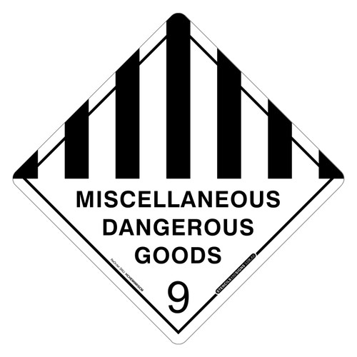 "HAZCHEM 9 MISCELLANEOUS DANGEROUS GOODS", Non-reflective, METAL, (250mm x 250mm)