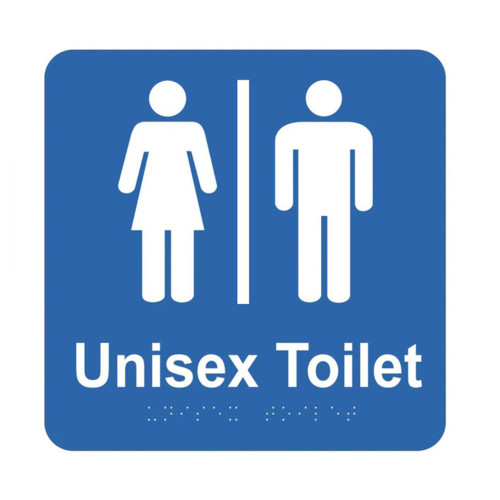 Braille Sign - Unisex Toilet (with line), (180mm x 180mm)