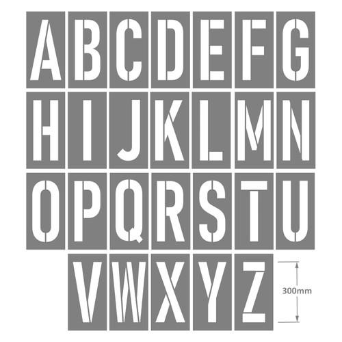 STENCIL A-Z Set 300mm, 3mm, POLY, (1440mm x 1600mm)