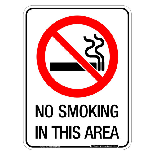 "NO SMOKING IN THIS AREA", Non-reflective, METAL, (225mm x 300mm)