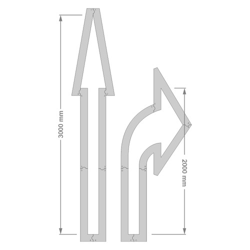 STENCIL Modular Straight/ Turn Arrow, 3mm, POLY, (1700mm x 1370mm)