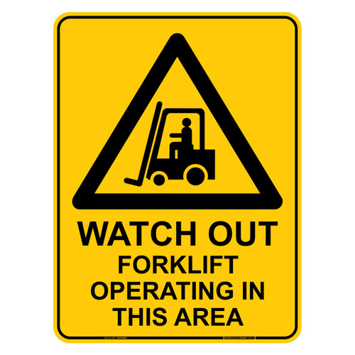 "WATCH OUT FORKLIFT", Non-reflective, METAL, (450mm x 600mm)