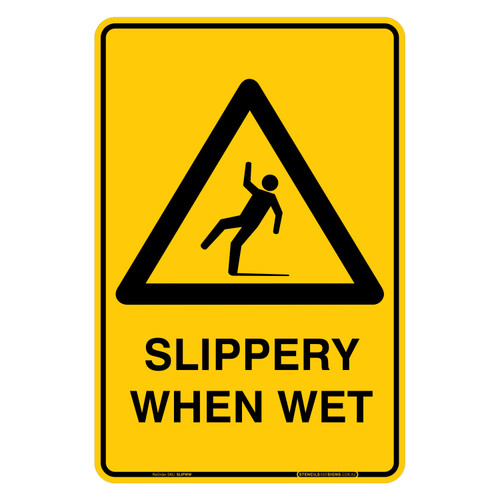 "SLIPPERY WHEN WET", Non-reflective, METAL, (300mm x 450mm)