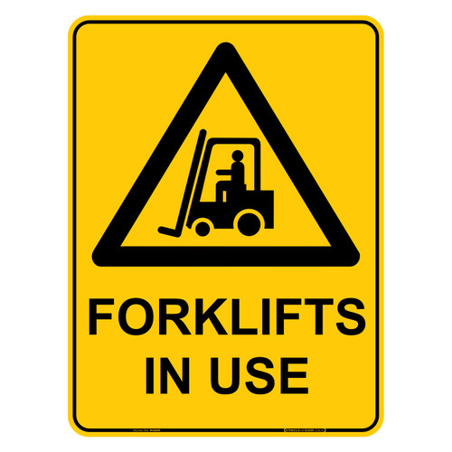 "FORKLIFTS IN USE", Non-reflective, METAL, (450mm x 600mm)