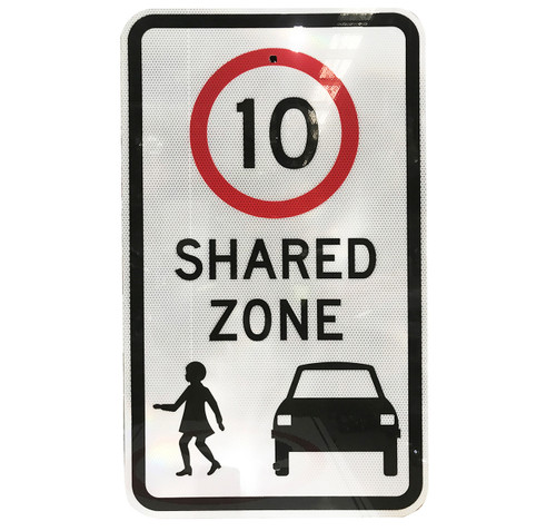 "10KM SHARED ZONE", CL1 Reflective, ALUMINIUM, (450mm x 750mm)