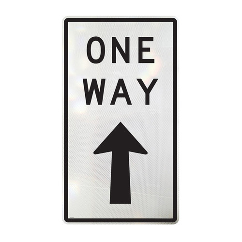 One Way sign - Up Arrow - Class 1 Reflective Aluminium -  (300mm x 450mm)