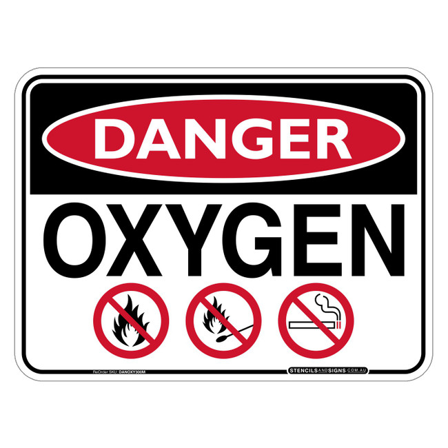 "DANGER OXYGEN", Non-reflective, METAL, (300mm x 225mm)