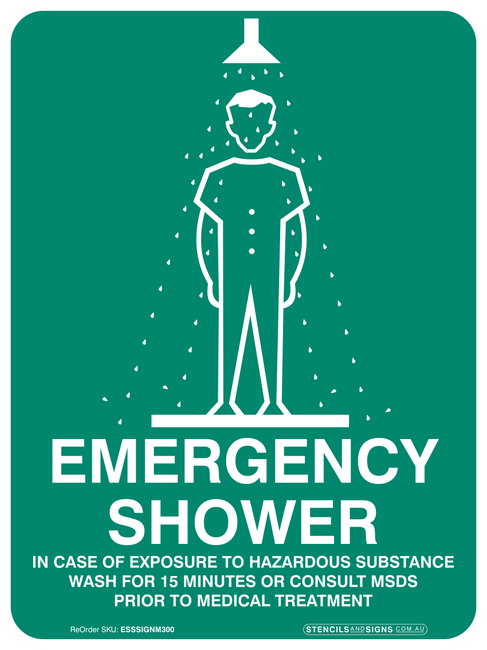 "EMERGENCY SHOWER", Non-reflective, METAL, (225mm x 300mm)