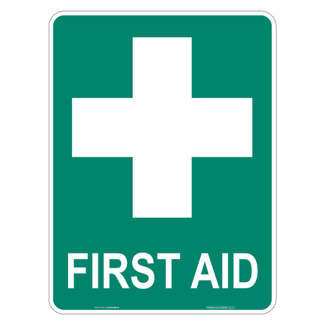 "FIRST AID", Non-reflective, METAL, (450mm x 600mm)