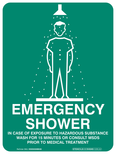 "EMERGENCY SHOWER", Non-reflective, METAL, (450mm x 600mm)
