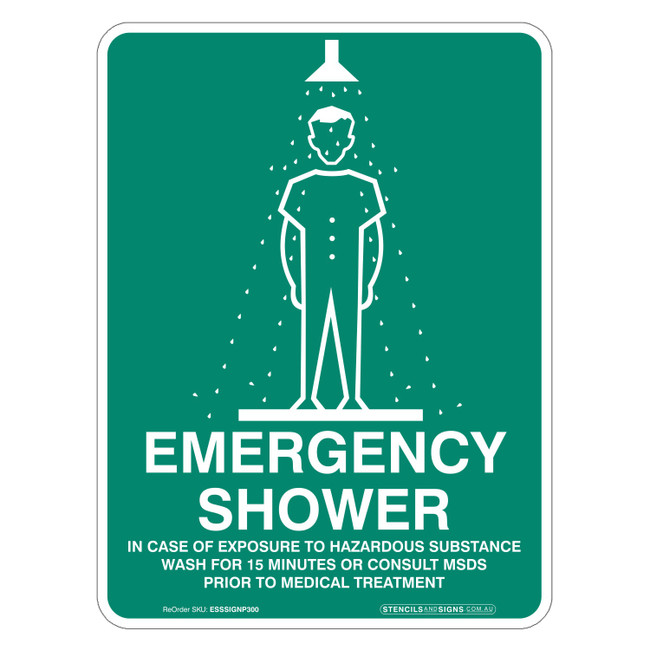 "EMERGENCY SHOWER", POLY, (225mm x 300mm)