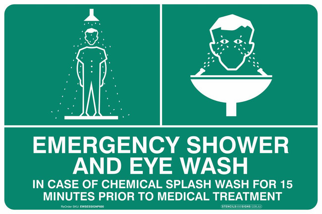 "EMERGENCY EYE WASH STATION AND SHOWER", POLY, (450mm x 600mm)