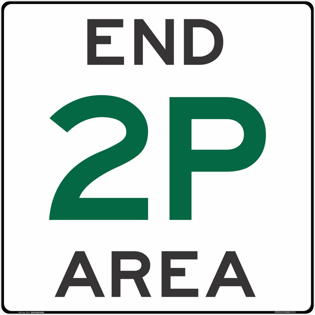 Parking Signs End 2P Area