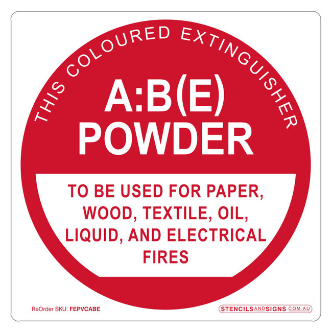 "FIRE EXTINGUISHER IDENTIFICATION - ABE - PVC", POLY, (190mm x 190mm)