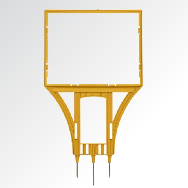 Signholder Frame - 3 spike, Heavy Duty Plastic Yellow
