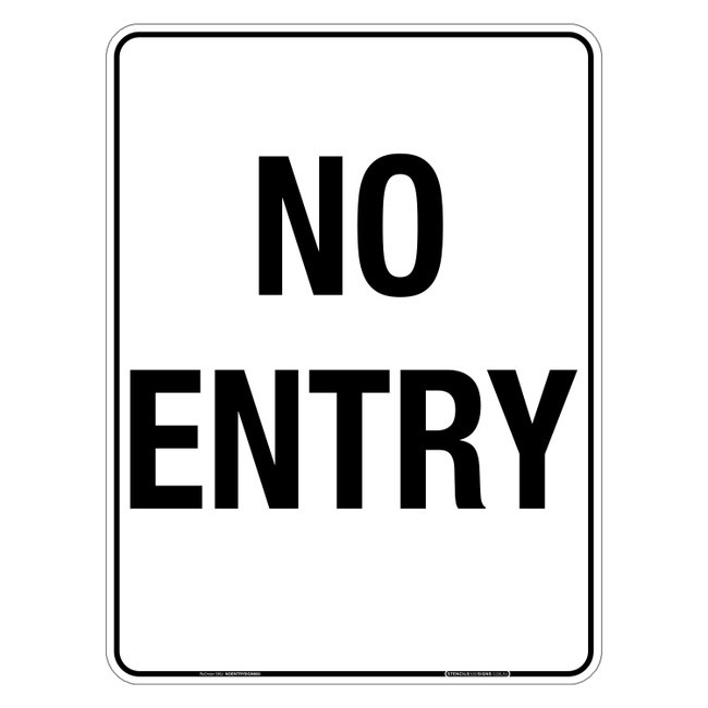 "NO ENTRY", Non-reflective, METAL, (450mm x 600mm)