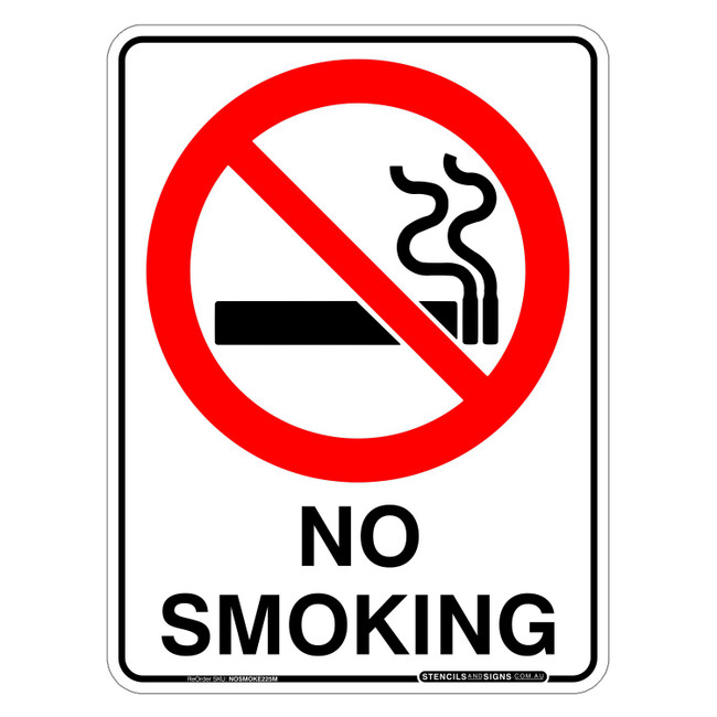 "NO SMOKING", Non-reflective, METAL, (225mm x 300mm)