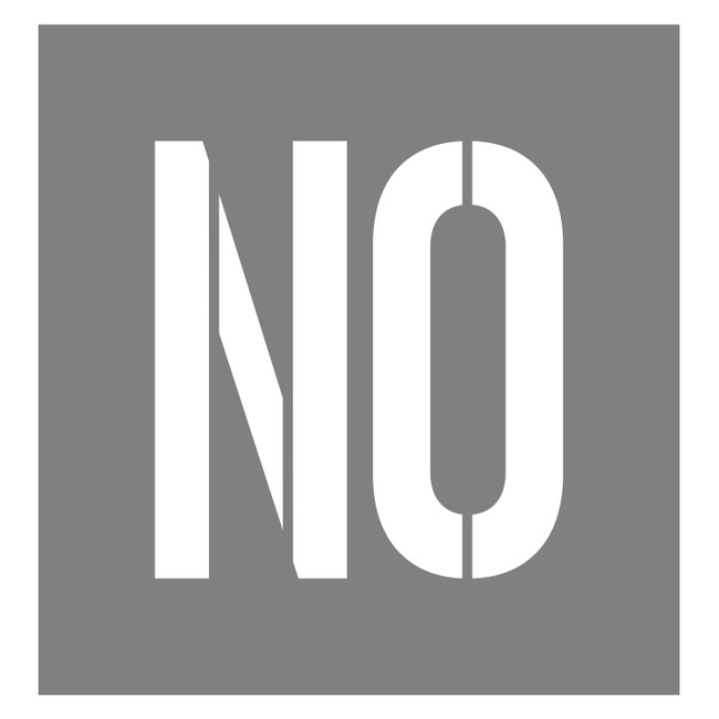 STENCIL "NO", 300mm High, 3mm, POLY, (440mm x 460mm)