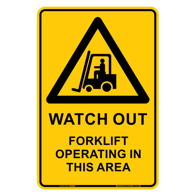 "FORKLIFTS IN USE", Non-reflective, METAL, (300mm x 450mm)