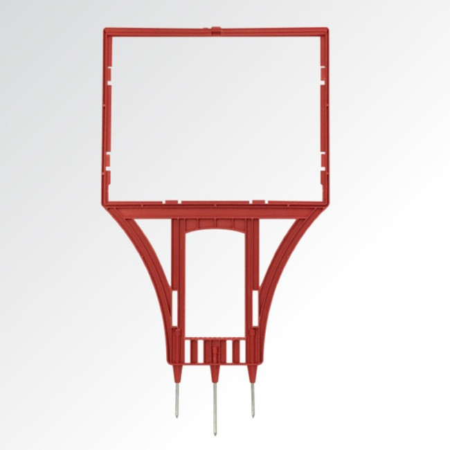 Signholder Frame - 3 spike, Heavy Duty Plastic Red