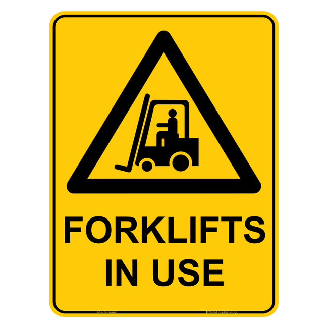 "FORKLIFTS IN USE", Non-reflective, METAL, (450mm x 600mm)