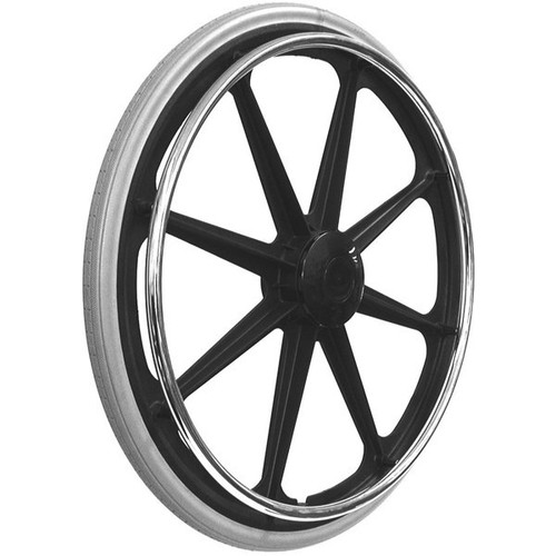 Black-8-Spoke-Mag-24"-x-1"-Solid-Rubber-Tire-7/16"-Axle