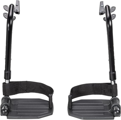 Invacare Footrests Complete Hemi, Cam-Lock w/ Black Aluminum Footplates and Heel Loops, Pair