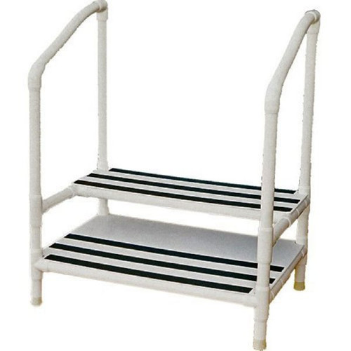 PVC Double Step Stool with Rubber Tips, Double Handrail