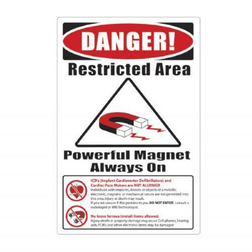 Plastic MRI Warning Sign, Reflective, Items Not Allowed