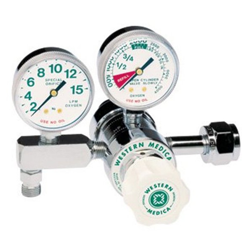 Flow Gauge Oxygen Regulators, Two Stage, 2-15 LPM, Nut & Nipple Inlet Connection