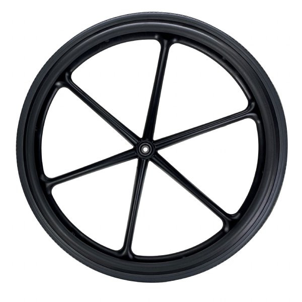 24-inch-x-1-inch-light-weight-black-mag-wheel-black-urethane-high-profile-tire-1/2-inch-axle
