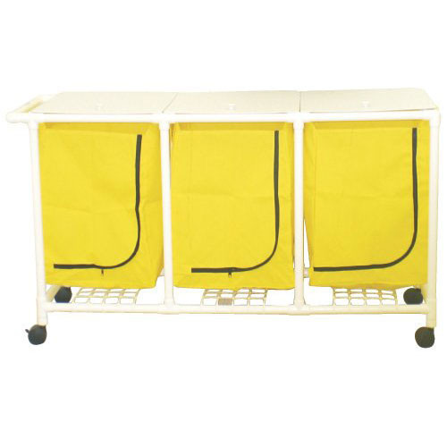 Space Saver Hamper - 3 Bins - 55 Gallon Mesh Bag with Plastic Liner