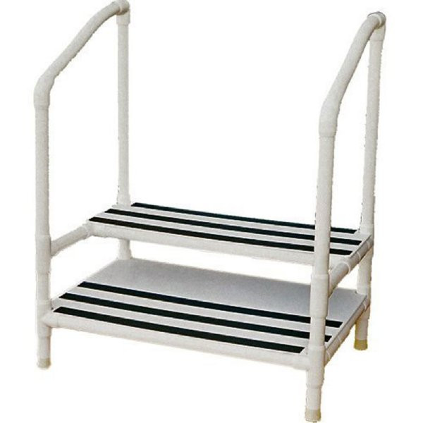 PVC Heavy Duty Double Step Stool with Rubber Tips, Dual Handrail