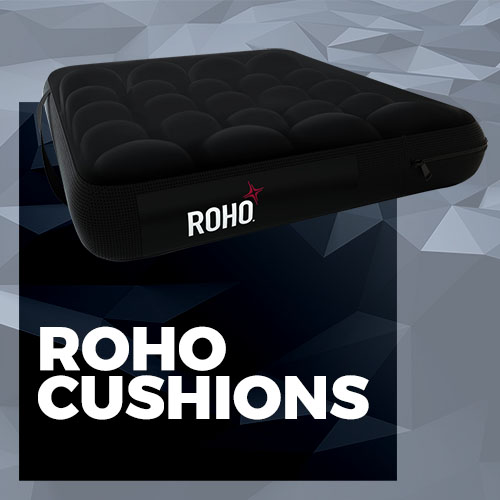 Pressure-relief ROHO cushion for wheelchair users.