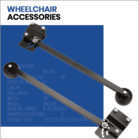 Wheelchair accessories for mobility and functionality.